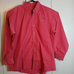 Antigua Men's XL/TG Texas Tech Red Check Long Sleeve Cotton Blend Shirt (0786G4)